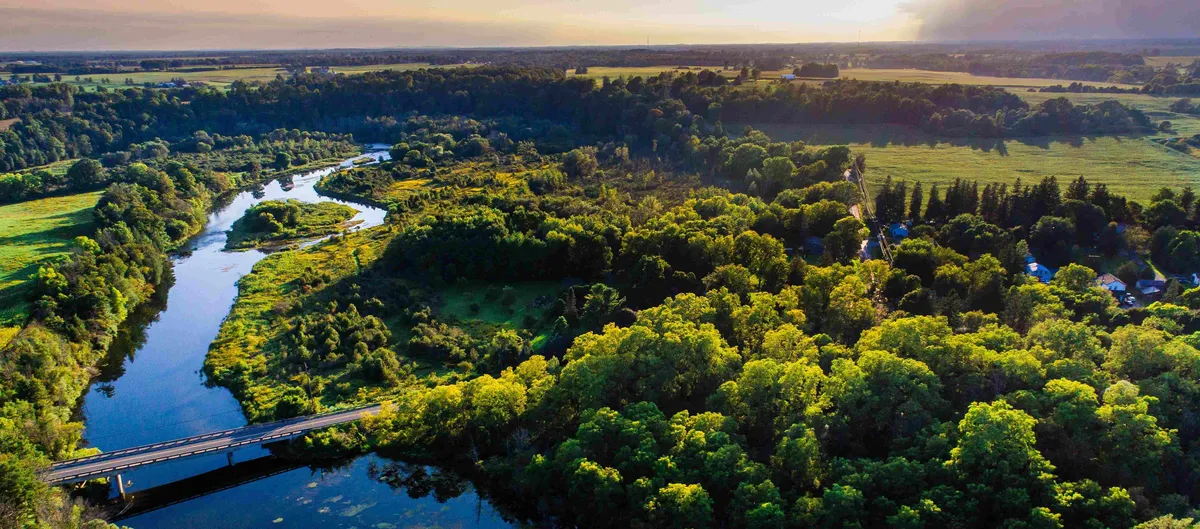 Aerial view of Oxford County, Ontario — the home region of Oxford HR Group